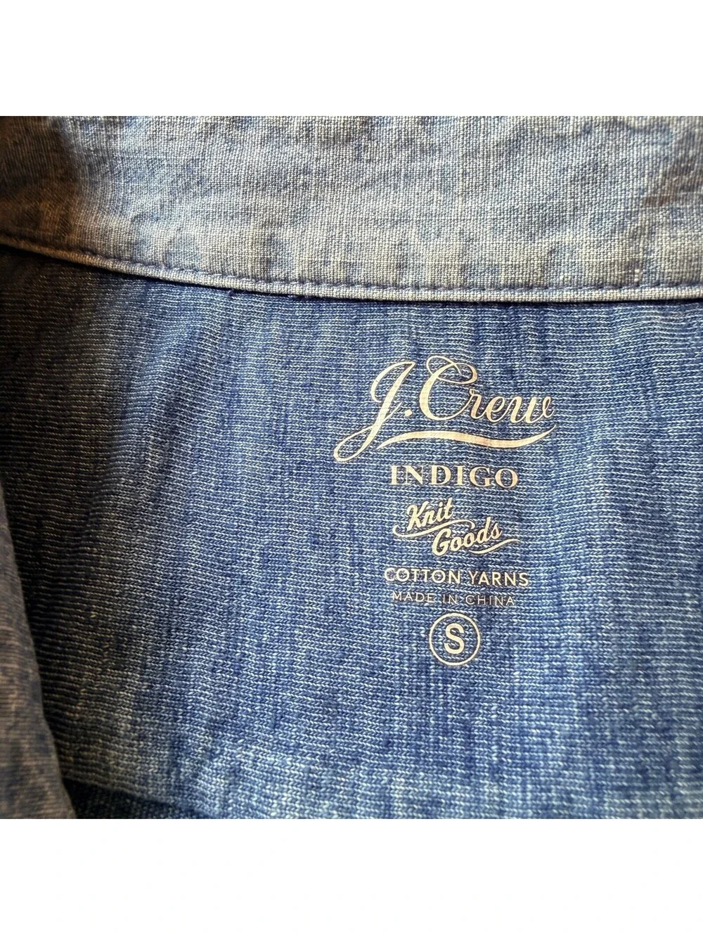 J.Crew Color Block Button-Up Shirt, Size S Indigo Knit Goods Two-Tone
